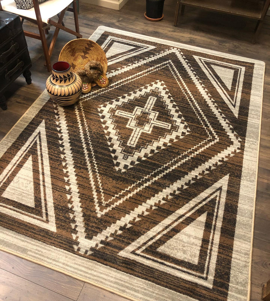 Brown and tan southwest area rug made in the USA - Your Western Decor