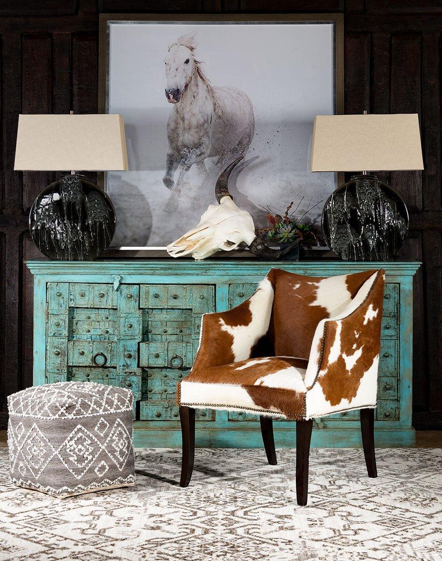 Cowhide Rancho Accent Chair - Living Room Furniture Made in the USA - Your Western Decor