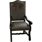 Brush creek grey leather dining chair with croc embossed yoke front view 