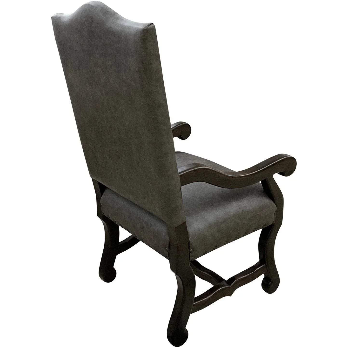 Grey leather upholstered Brush Creek Dining Chair back - Your Western Decor