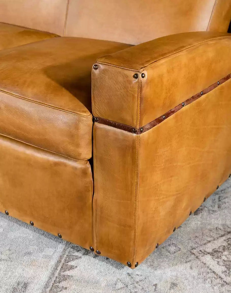 American made buckskin leather couch - Your Western Decor