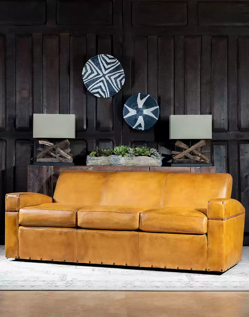 Buckskin Leather Sofa made in the USA - Your Western Decor