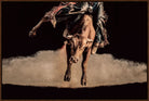 Rodeo rider on a bucking bull with a dark background art - Your Western Decor