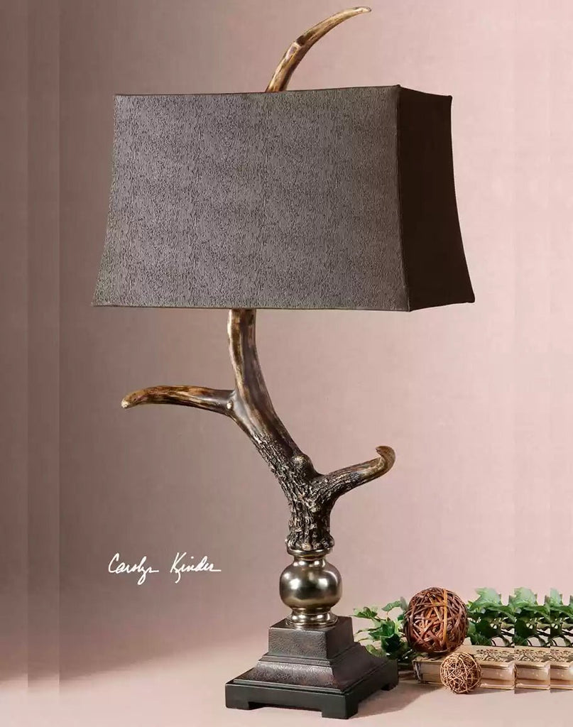 Elegant Lodge Burnished Antler Table Lamp - Rustic Lighting - Your Western Decor