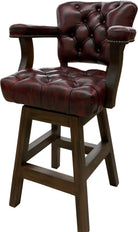 Red burnished leather tufted barstool - Your Western Decor