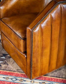 Hand Tacking on Burnished Leather Swivel Chair 100% made in America - Your Western Decor