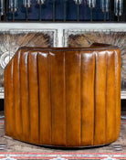 Burnished Leather Swivel Chair Back View - Your Western Decor