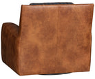Burnished leather on Teton plaid and leather swivel chair 