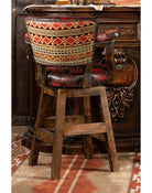 Burnished Red Leather Navajo Bar Chair - Made in the USA - Your Western Decor