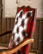 Burnished Red Leather Tufted Office Chair - Your Western Decor