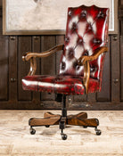 Burnished Red Leather Tufted Office Chair - Your Western Decor