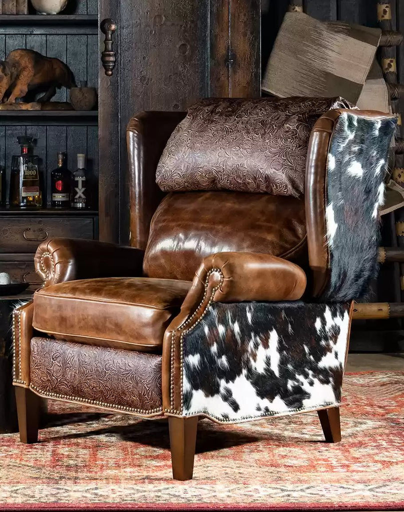 American Made Bustle Back Cowhide & Leather Recliner - Your Western Decor