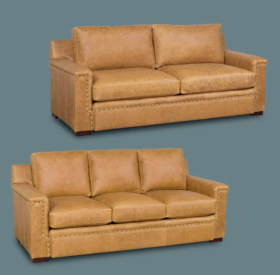 2 and 3 cushion tan leather sofas - Your Western Decor