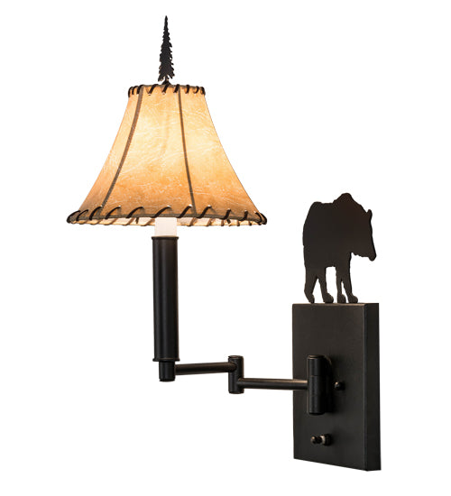 American made Cabin Bear Swing Wall Sconce with adjustable arm - Your Western Decor