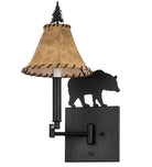 American made Cabin Bear Swing Wall Sconce with adjustable arm - Your Western Decor