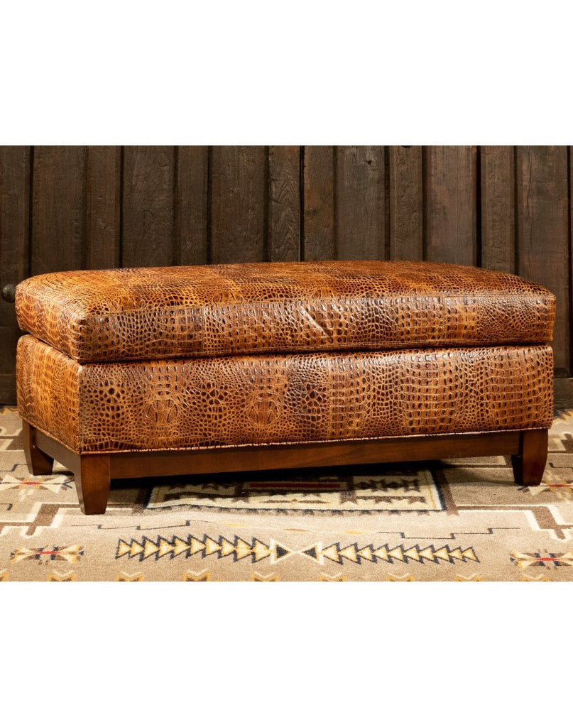 Caden Croc Leather Bench style Ottoman made in the USA - Your Western Decor