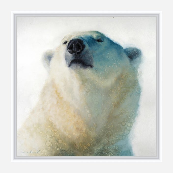 Calm Cool & Collected White Framed Polar Bear Art by David Frederick Riley at Your Western Decor