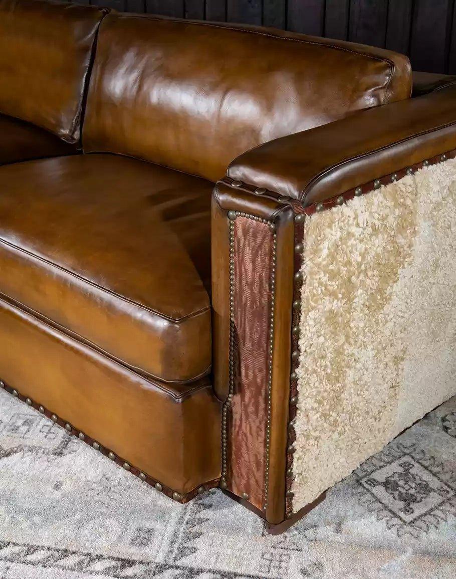 American made Camden Leather and Shearling Sofa - Your Western Decor