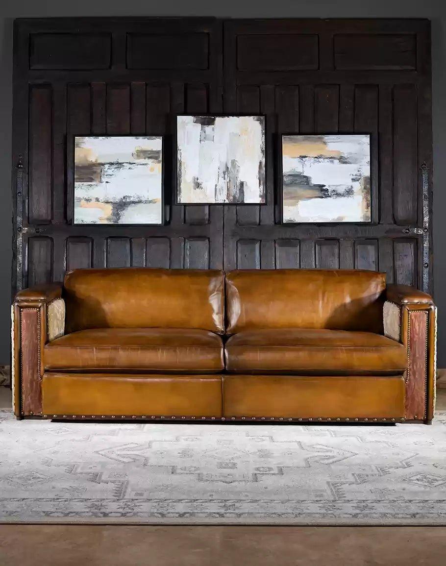 American made Camden Leather and Shearling Sofa - Your Western Decor