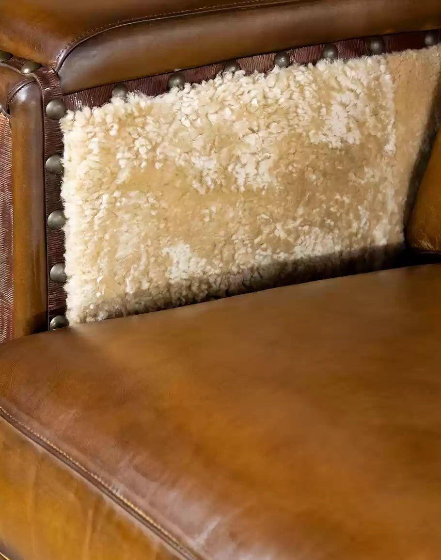 American made Camden Leather and Shearling Sofa - Your Western Decor