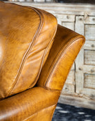 American made tan burnished leather swivel glider chair - Your Western Decor