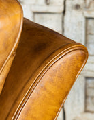 American made tan burnished leather swivel glider chair - Your Western Decor