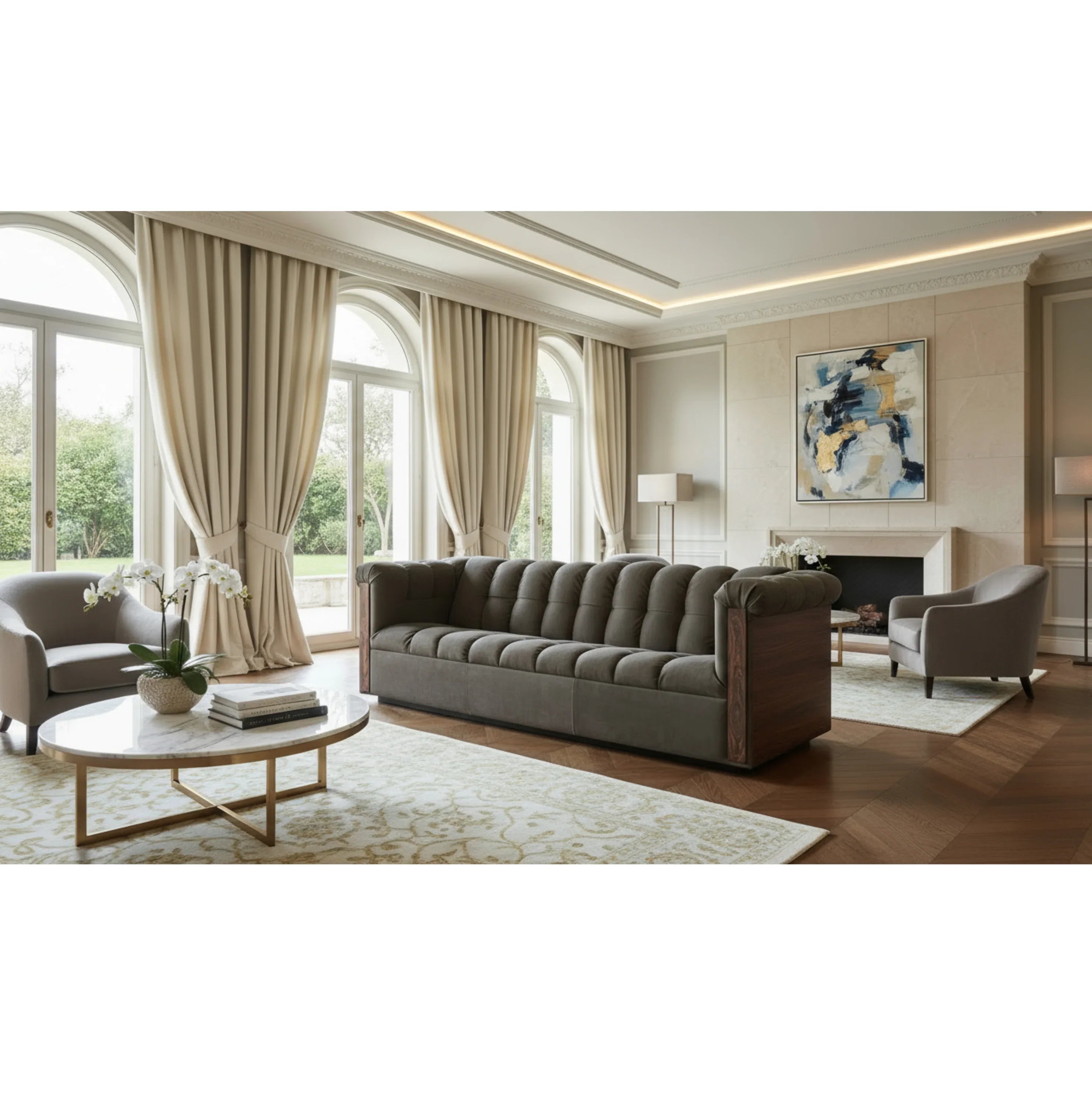 Camden leather sofa in luxury living room - Your Western Decor