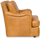 top grain leather lounge chair with English arms and barrel back