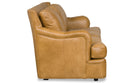 Canyon crest tan leather sofa side view