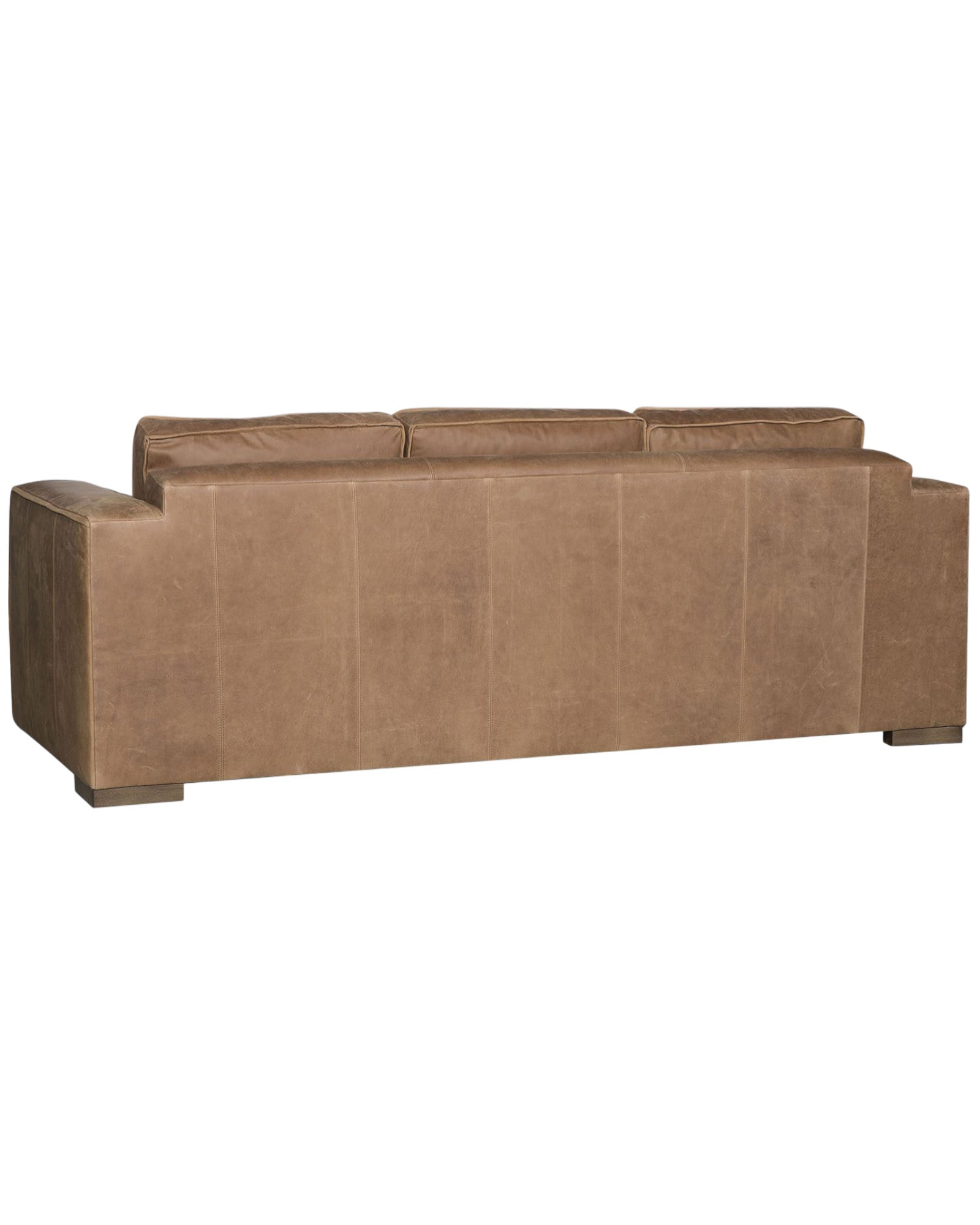 Back view of Canyon Saddle Brown Leather Sofa