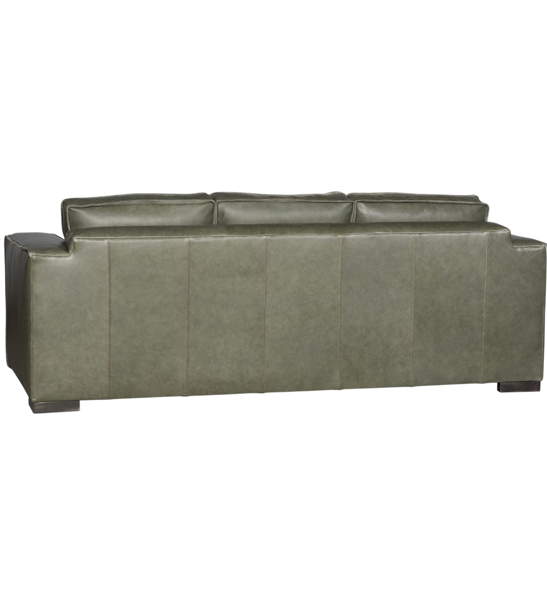 Back view of Canyon sage rustic modern leather sofa 