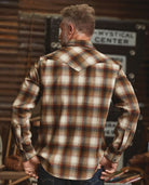 Canyon Western Wool Plaid Shirt back by Pendleton in copper, cream and brown ombre - made in the USA - Your Western Decor