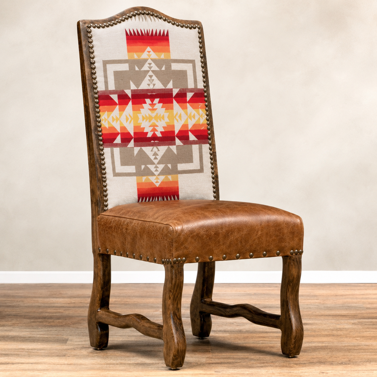 American made Southwestern leather dining chair