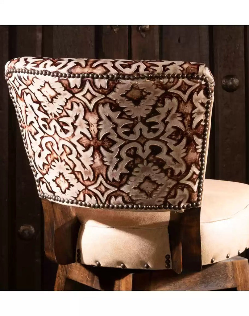 Laredo Ivory Croc Leather Upholstered Bar Stool Back - Your Western Decor