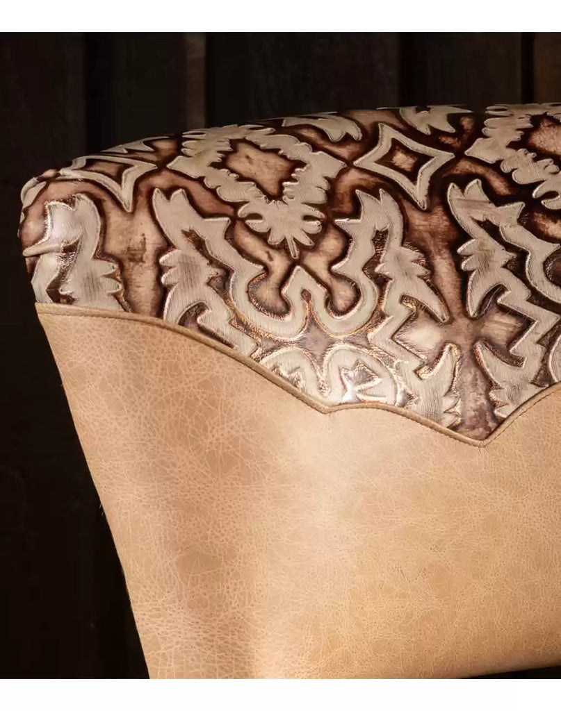 Laredo Ivory Croc Leather Upholstered Bar Stool Yoke - Your Western Decor