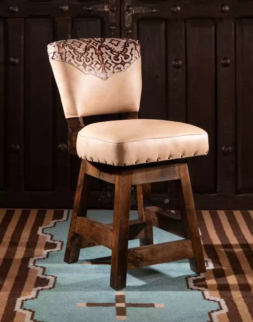 American made Carlos Western Armless Leather Bar Chair - Your Western Decor
