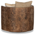 gator embossed leather on outside of western style barrel swivel chair 
