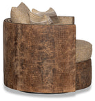 gator embossed leather on outside of barrel swivel chair 