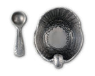 Aluminum 3-pc condiments serving set carved to look like a turkey and turkey feathers - Your Western Decor