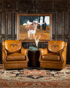 Cassiday Tan Leather Swivel Glider - Luxury American Made Leather Chairs - Your Western Decor