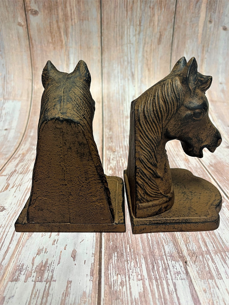 Western horse head bookends in cast iron - Your Western Decor