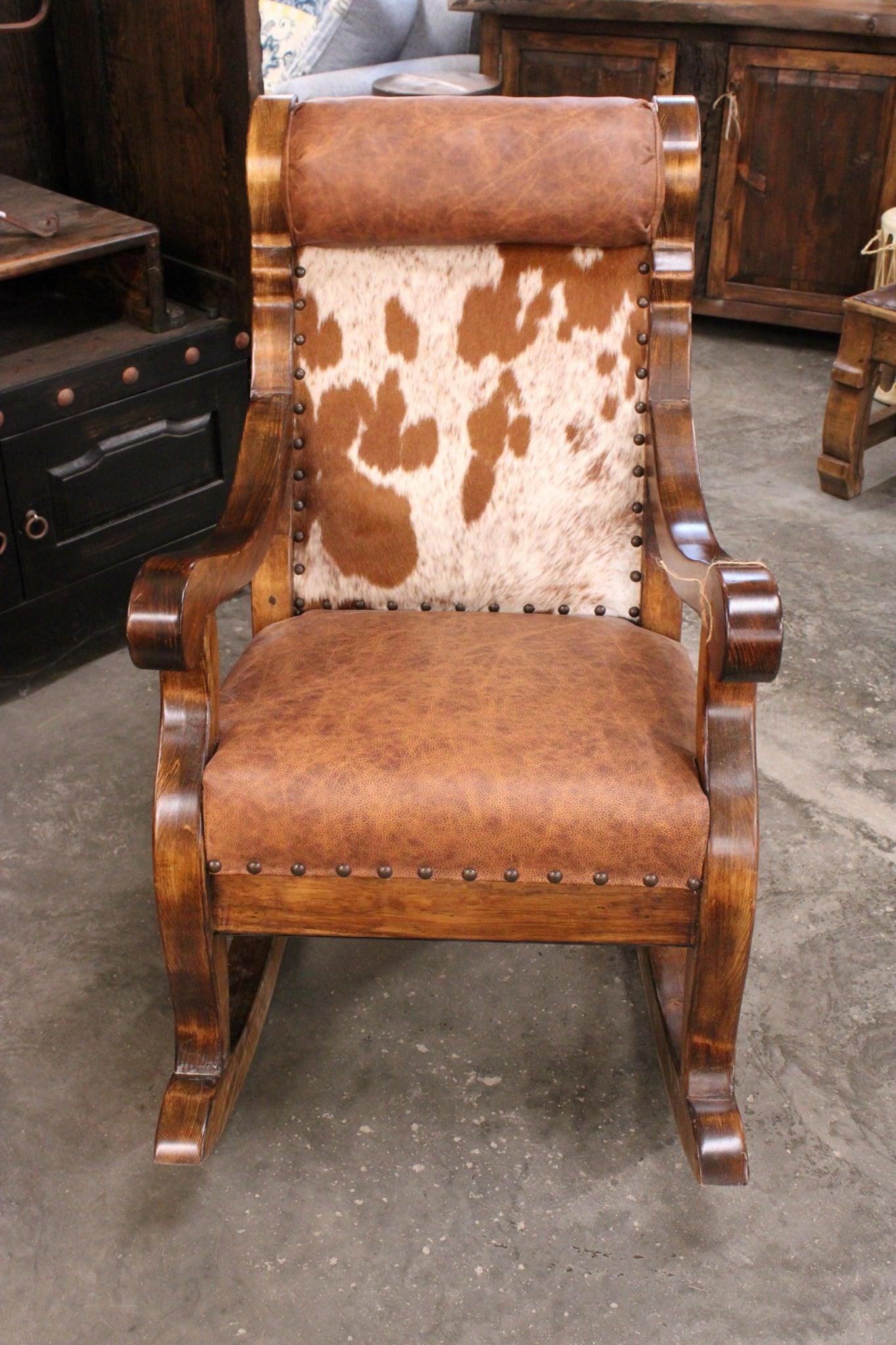 Cattle Baron Rocking Chair | Western Cowhide Furniture – Your Western Decor