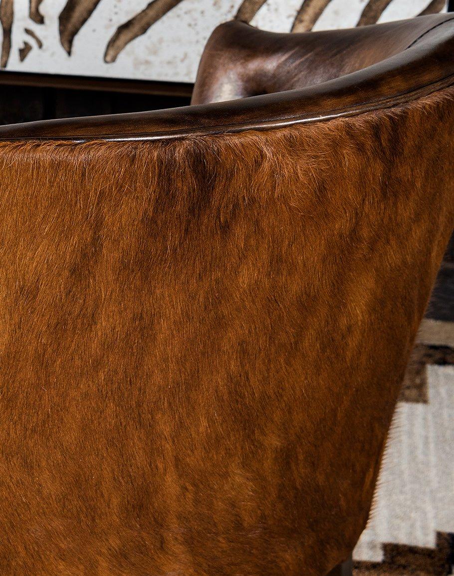 Cattle Club Cowhide & Leather Captains Chair - American Made Western Furniture - Your Western Decor