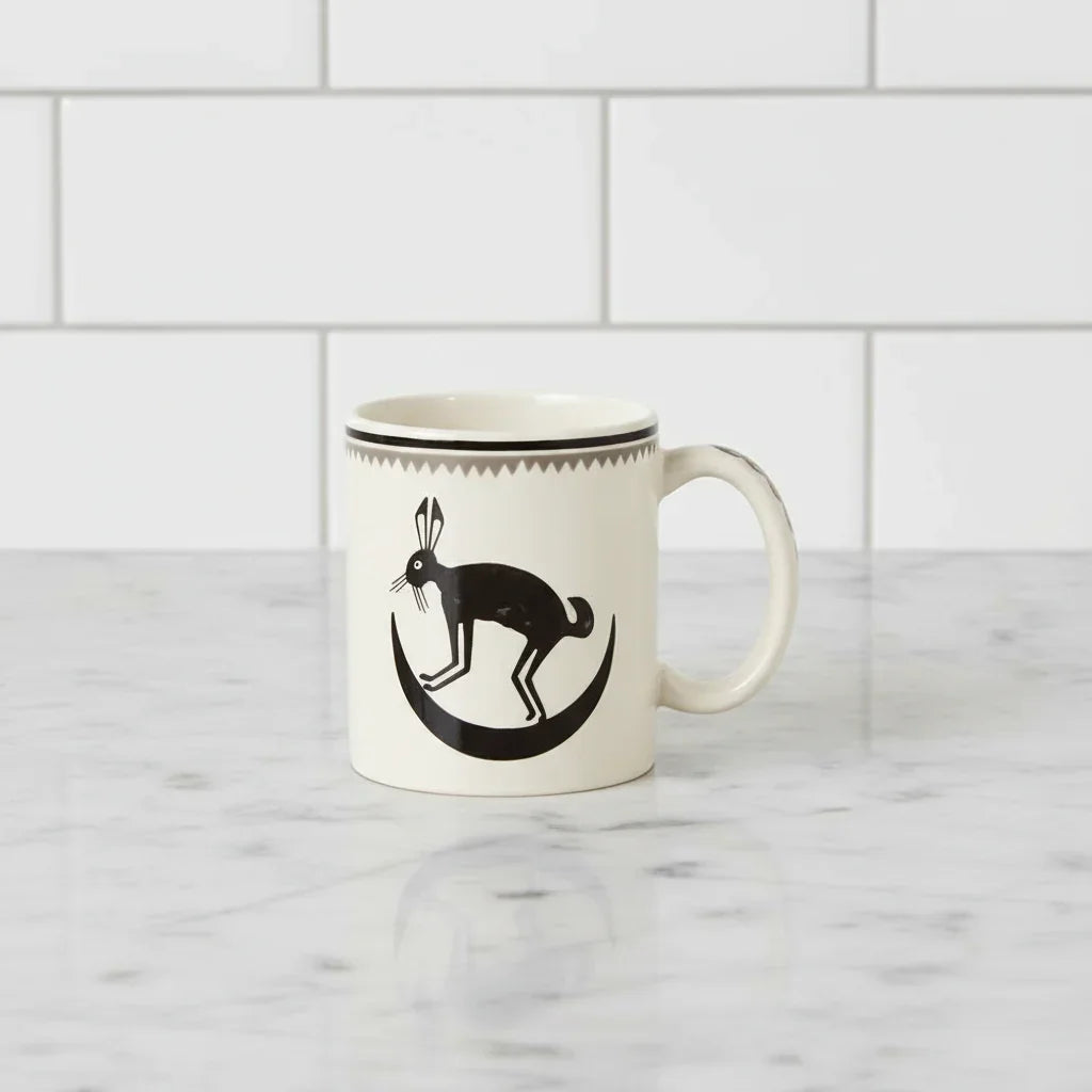 Mug with black rabbit design on a white background - Your Western Decor