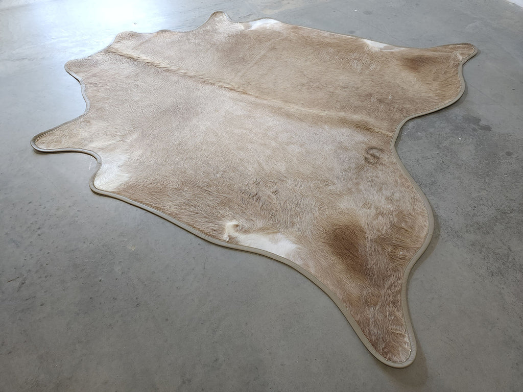 Champagne Sand Cowhide with Leather Trim - Your Western Decor