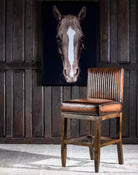 Channel Back Burnished Brown Leather Bar or Counter Stool made in the USA - Your Western Decor