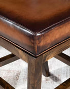 Channel Back Burnished Brown Leather Bar or Counter Stool made in the USA - Your Western Decor