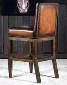 Channel Back Burnished Brown Leather Bar or Counter Stool made in the USA - Your Western Decor