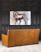 American made Channeled Tan Leather Sofa - Your Western Decor