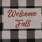 Doormat with 'Welcome Fall' text on a checkered background - Your Western Decor